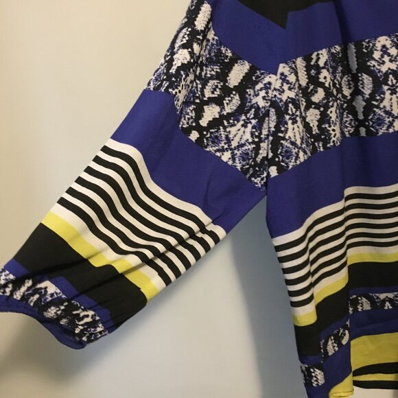 Calvin Klein Modern Colourblock Print Sheer Button Down Tunic Blouse 2X - Picture 5 of 15